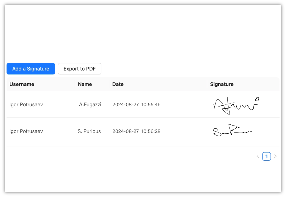History and timestamp are recorded