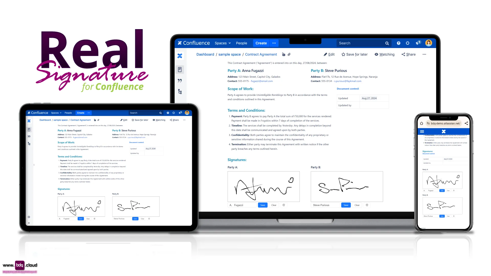 Real Signature for Confluence in action