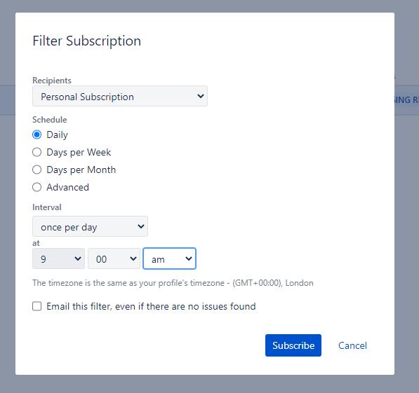 filter subscription email input